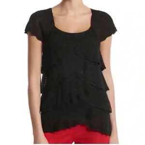 White House Black Market WHBM tiered pointelle top size XS